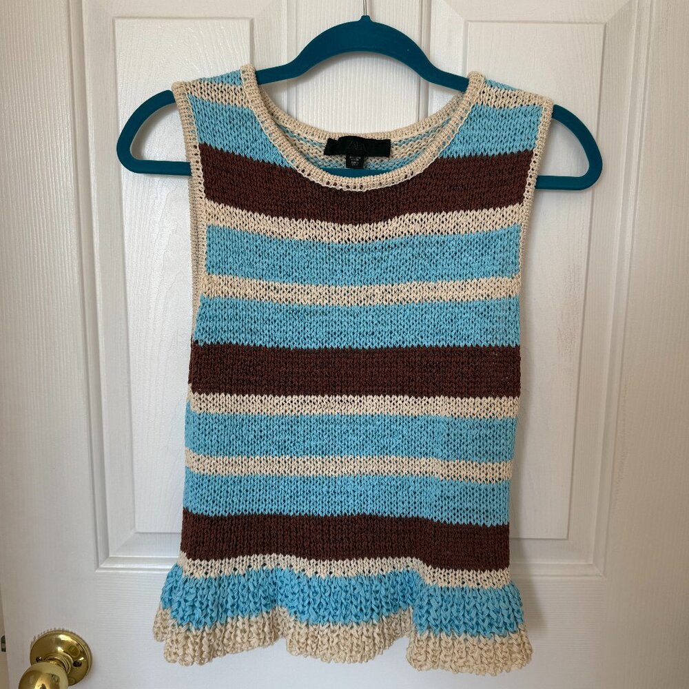 Stripped Knit Ruffle Top